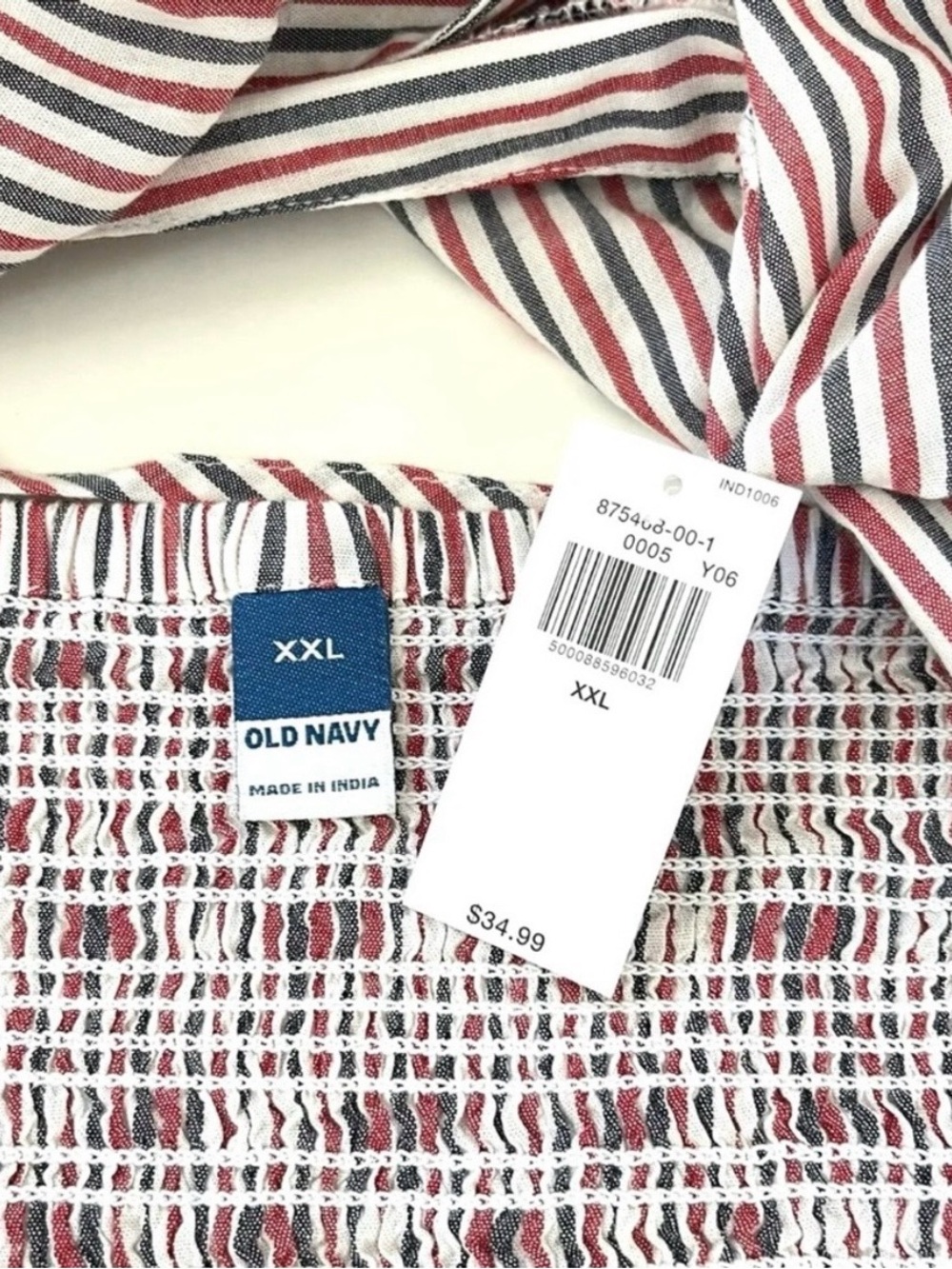 Old Navy Womens Top XXL Red White Blue Flutter Sleeve Smocked Boho Patriotic NWT - Picture 2 of 12